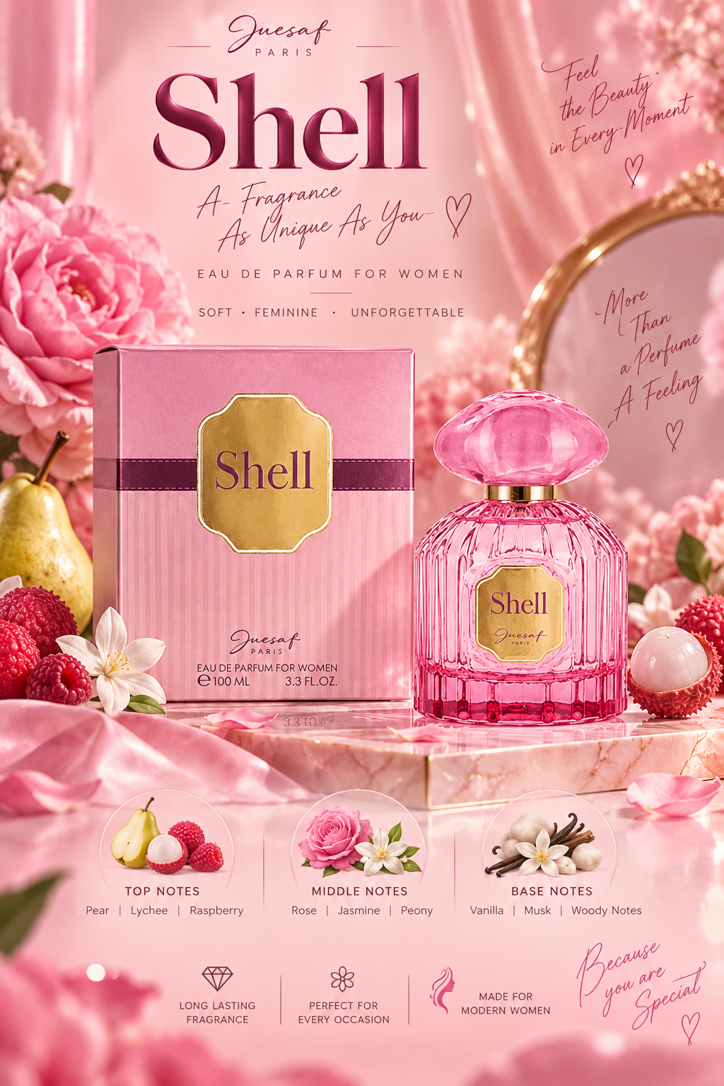عطر و ادکلن زنانه shell  حجم 100 میل