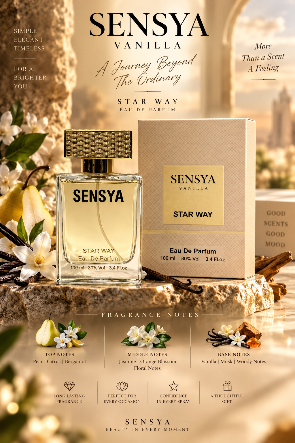 عطر و ادکلن زنانه و مردانه سنسیا وانیلا برند استار وی SENSYA VANILLA حجم 100 میل